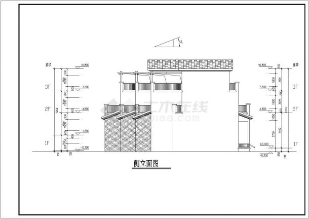 某地三层联排式经济实用型别墅设计方案图-图二