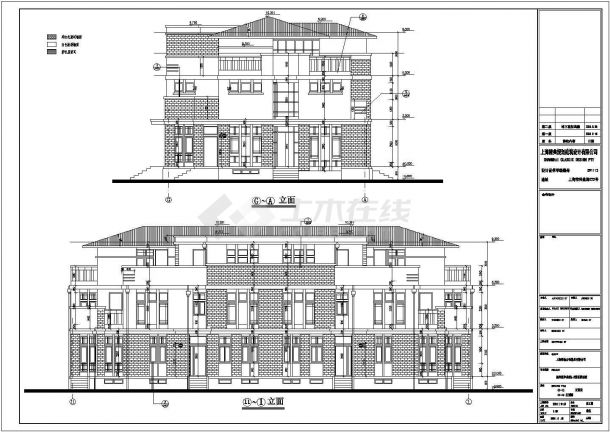 【上海】某三层联排式草原别墅建筑施工图-图二