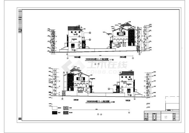 【宁波】砌体结构西班牙风格三层住宅楼建筑施工图（含效果图）-图一