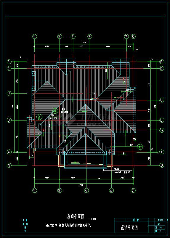 美式别墅的cad平面设计全套施工图(含设计说明）-图二