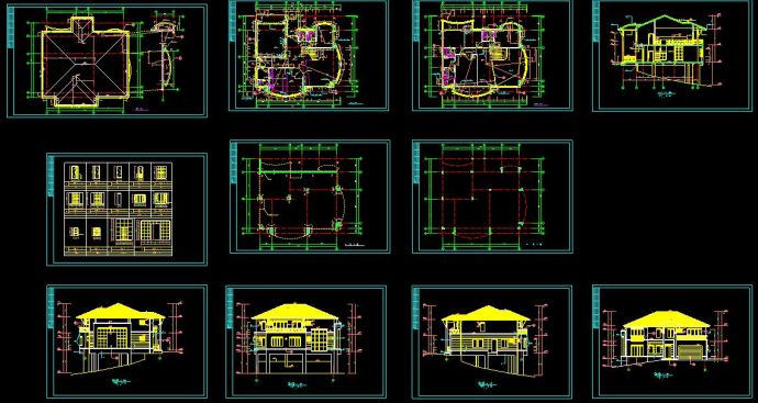 两层别墅的cad平面设计坡地施工图_图1