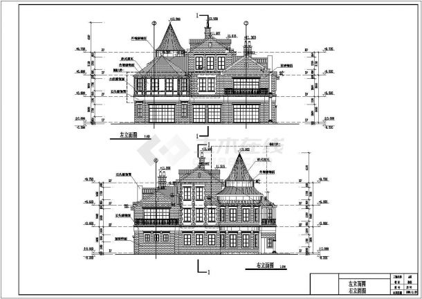 【张家口】某三层欧式风格小别墅建筑施工图-图二