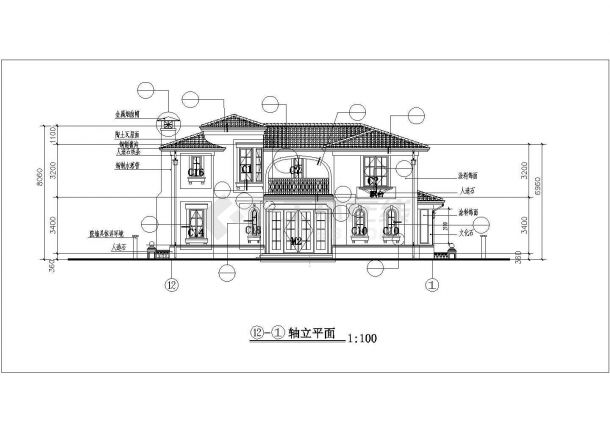 【广州】某二层欧式风格独栋别墅建筑施工图（含效果图）-图二