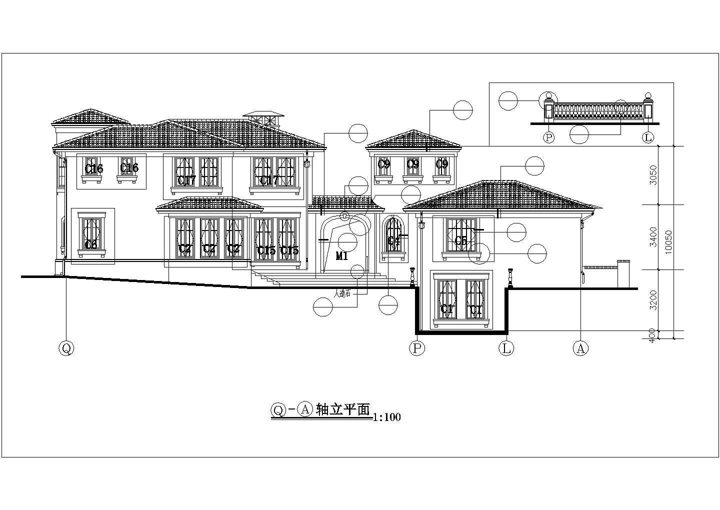 【广州】某二层欧式风格独栋别墅建筑施工图（含效果图）