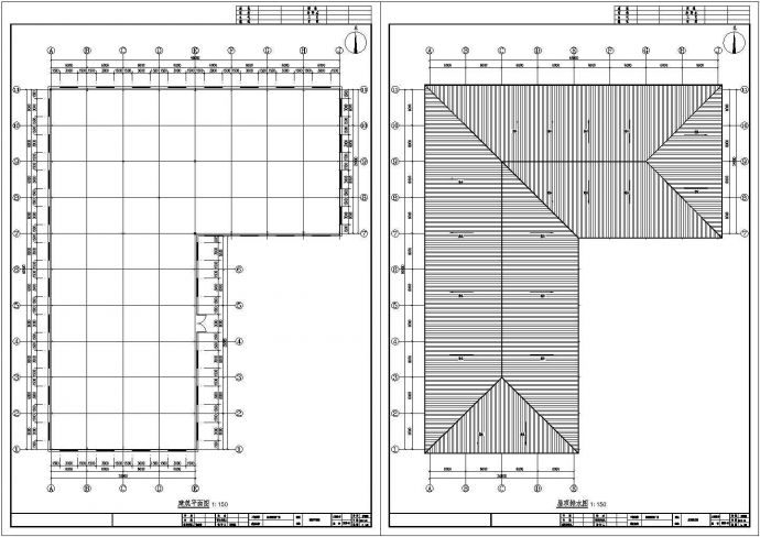 漷县镇24米跨L型厂房四坡屋面钢结构设计图纸_图1