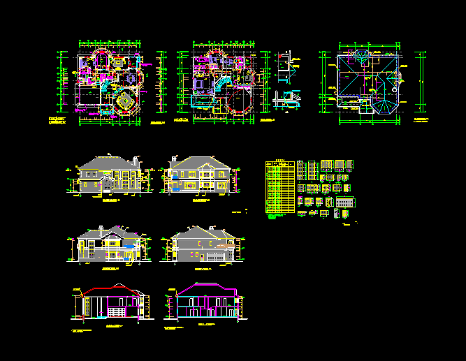 钢结构别墅建筑施工CAD设计平立剖面图_图1