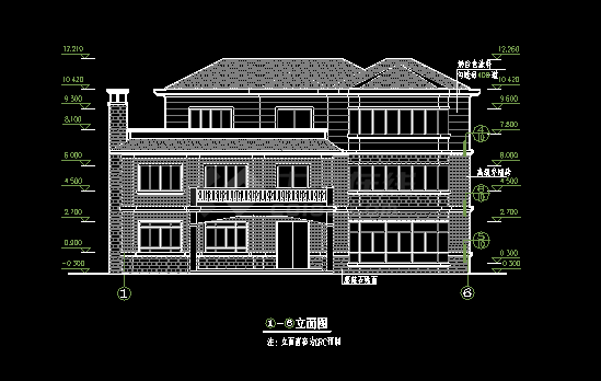 单体别墅建筑设计施工CAD平立剖方案图-图二