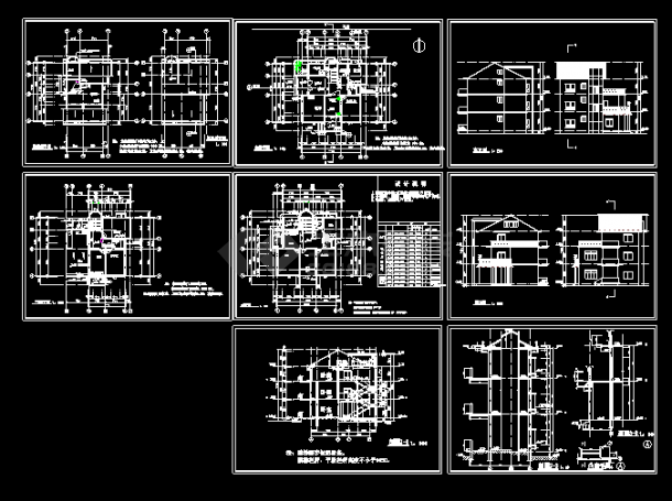 单栋别墅施工设计CAD平立剖方案建筑图-图一