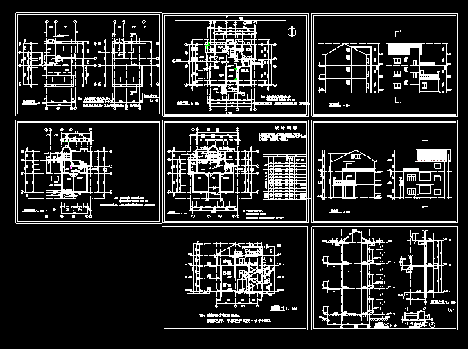单栋别墅施工设计CAD平立剖方案建筑图_图1