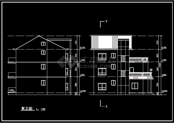 单栋别墅施工设计CAD平立剖方案建筑图-图二