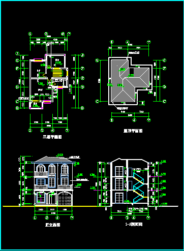 常德市柳叶湖度假区别墅施工设计CAD方案图-图二