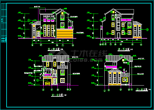超豪华别墅建筑设计CAD方案施工图纸-图二