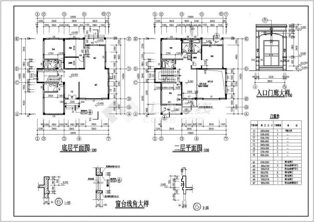 某三层中式风格别墅建筑施工图（含效果图）-图二