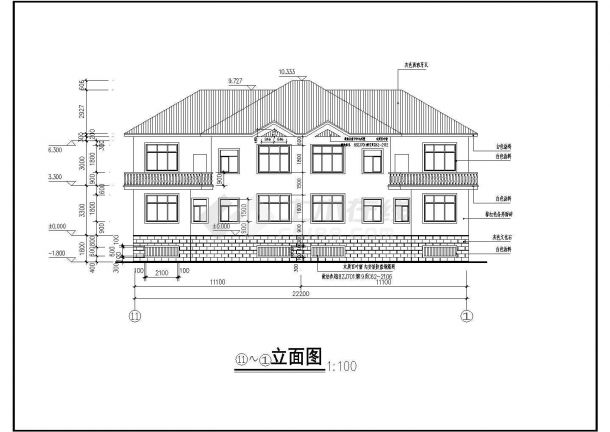 【常德】某二层中式风格别墅建筑施工图（含效果图）-图二