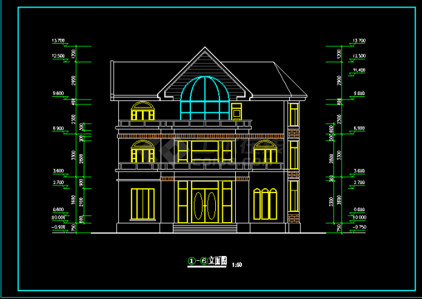 别墅设计扩出施工CAD建筑方案图-图二