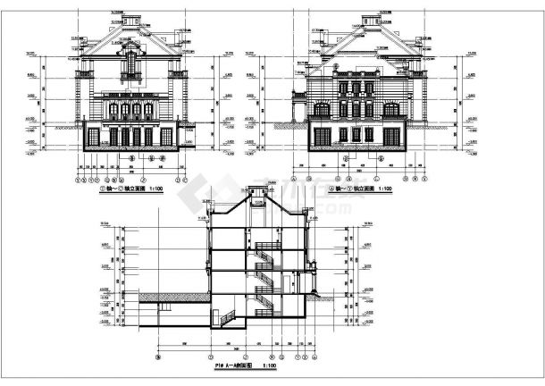 【浙江】某三层新古典风格别墅框架结构建筑施工图-图二