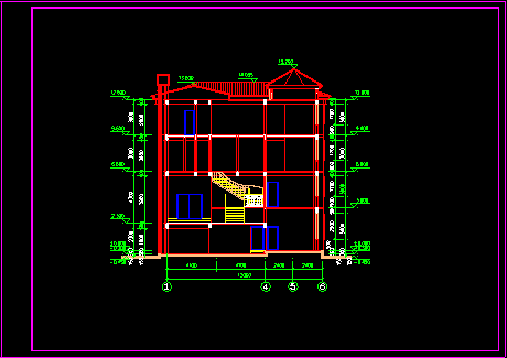 别墅建筑施工设计平立剖CAD方案图-图二