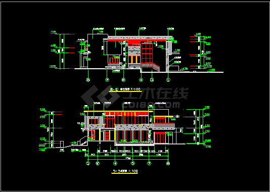 别墅建筑施工CAD设计平立剖方案图-图二