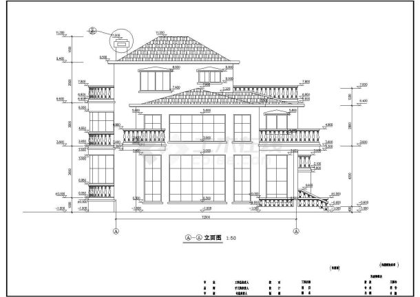 江浙某三层框架结构建筑设计方案图-图一