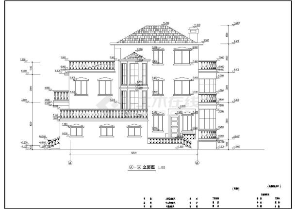 江浙某三层框架结构建筑设计方案图-图二