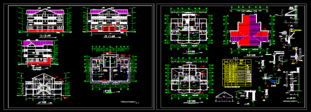 某城市三层双拼别墅CAD施工图A-图一