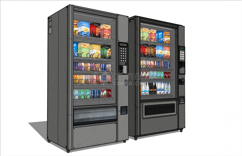 现代风格超市自动售卖机冰柜SU模型-图二