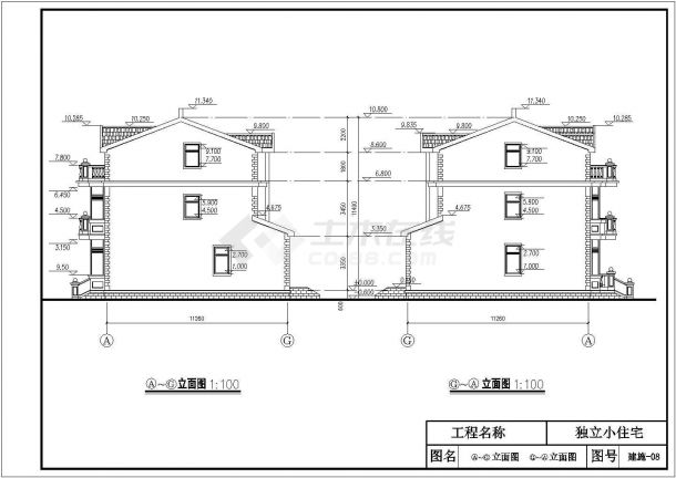 某地区三层框架结构别墅楼建筑设计施工图-图二