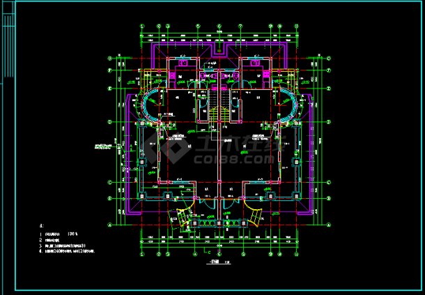 双拼高档别墅小区建筑CAD设计图（内含设计说明）-图二