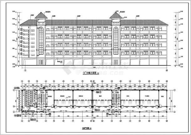 【湖南】某中学教学楼的建筑设计方案图-图二