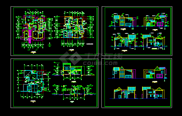 四套多层别墅建筑施工设计CAD方案图纸-图一