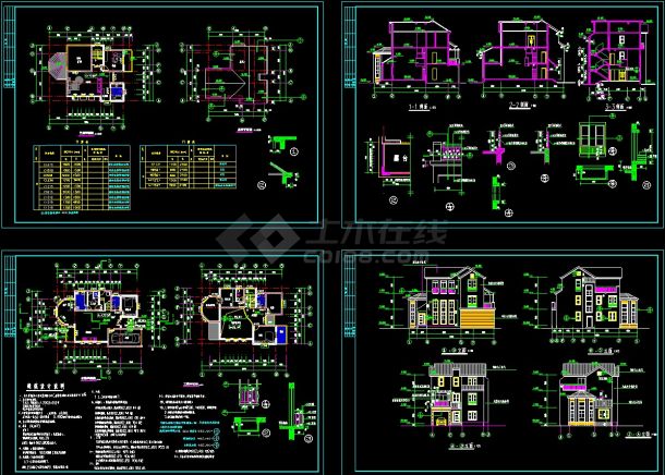 超豪华别墅建筑设计CAD施工图纸-图一