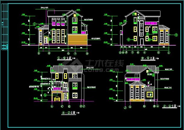 超豪华别墅建筑设计CAD施工图纸-图二