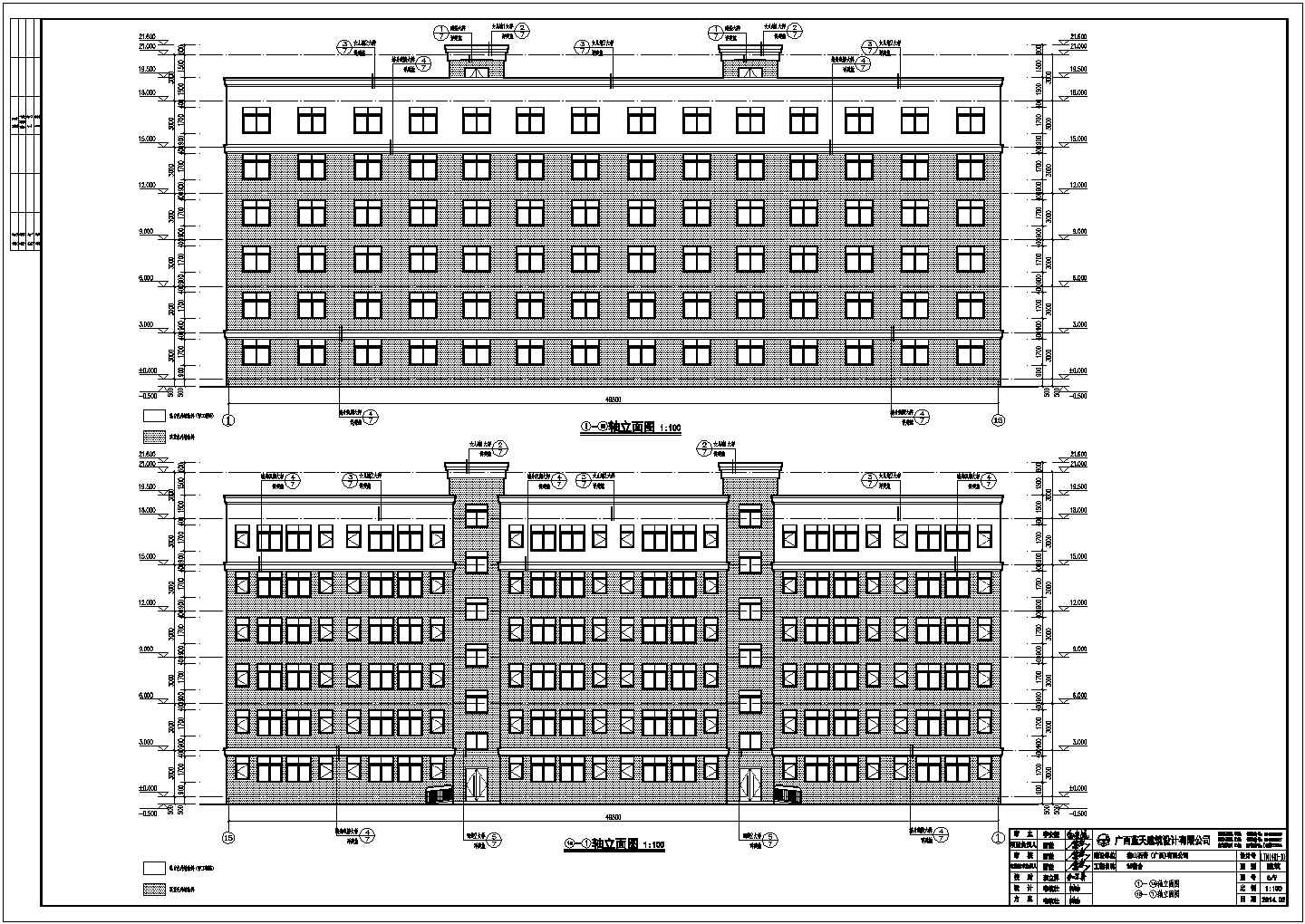 广西某厂区六层砖混宿舍建筑设计施工图