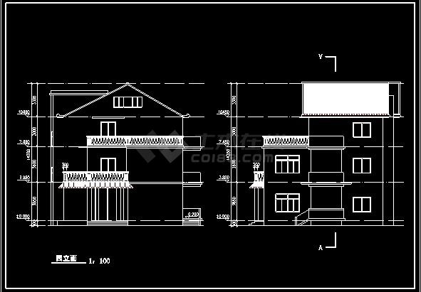某单栋别墅建筑设计CAD施工图纸-图二