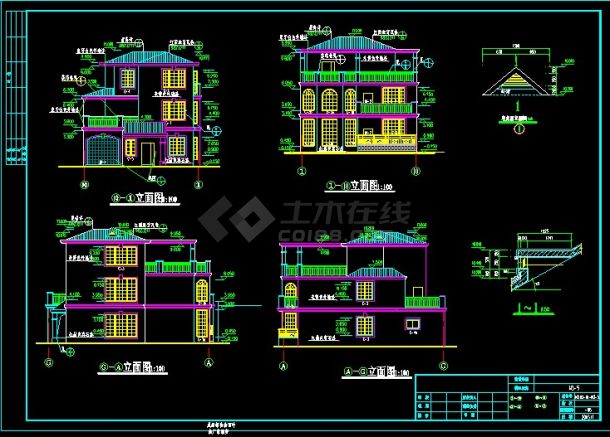 某典型别墅建筑设计CAD施工图纸-图二