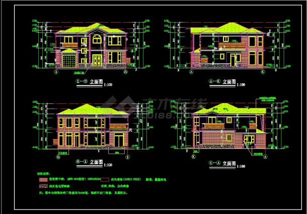 某多层别墅建筑设计CAD施工图纸-图二