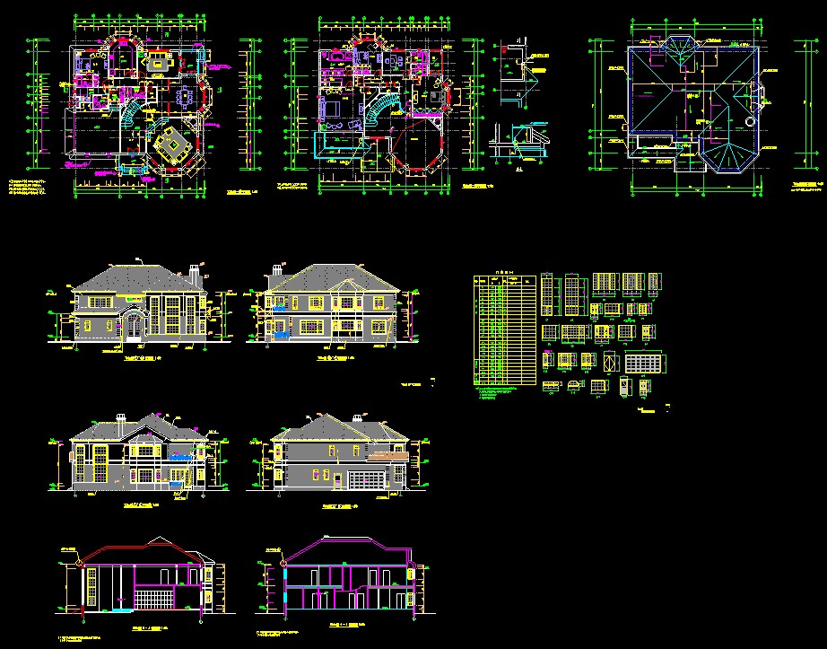 某钢结构别墅建筑设计齐全CAD图纸