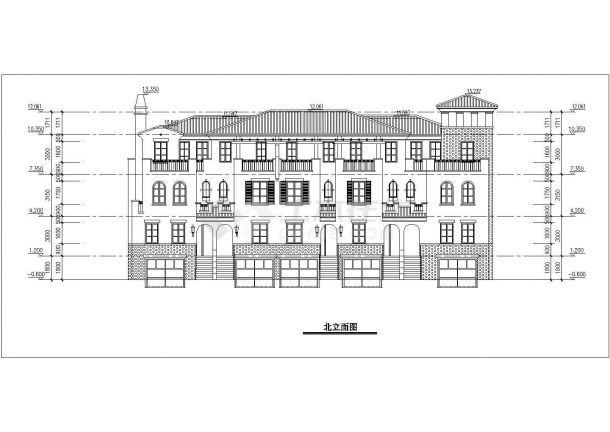 某小区3层西班牙风格联排别墅设计方案图-图二