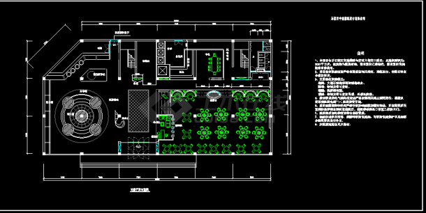 某饭店整套室内装修cad平面施工方案图-图二