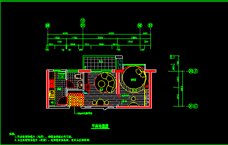 某丽园小区一室一厅样板房室内装修cad平立面图-图二