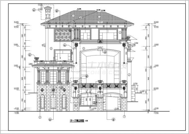 某地区3层框架结构别墅建筑施工图-图一