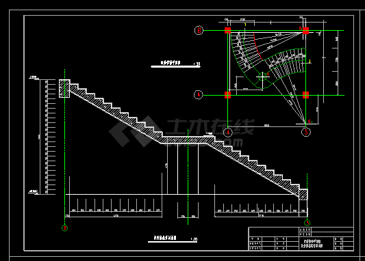 实用旋转楼梯全套cad平立面设计大样图纸-图二