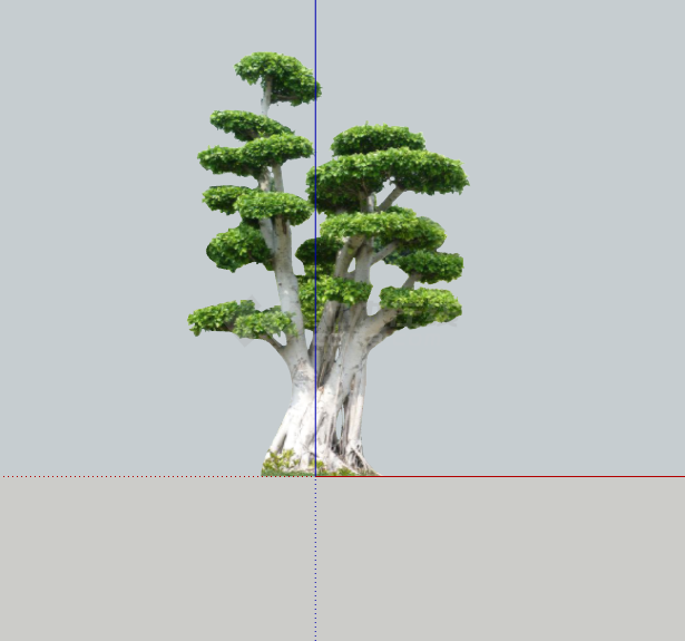 白色现代绿丝带造型树 su模型-图一