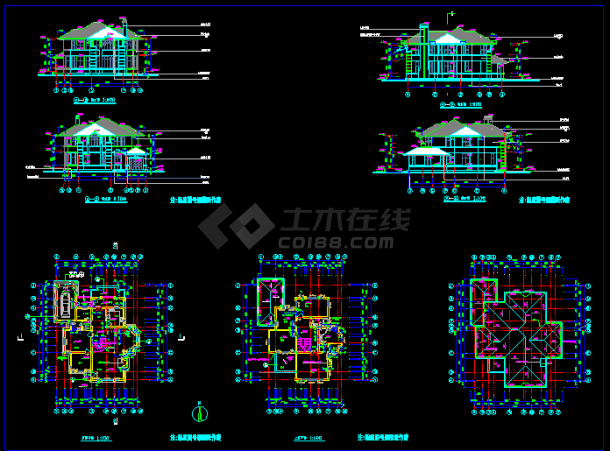 精致的别墅建筑CAD施工设计图纸-图一