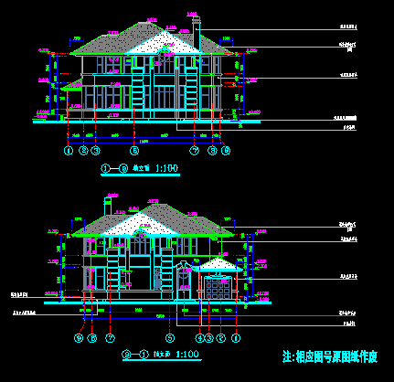 精致的别墅建筑CAD施工设计图纸-图二