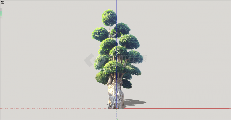 现代经典绿丝带造型树su模型-图二
