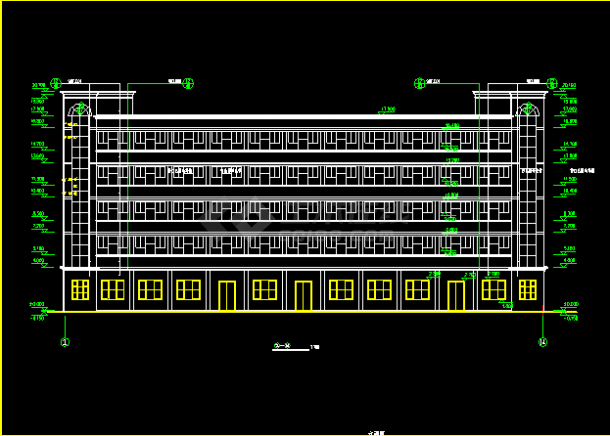 某市工业区宿舍楼建筑设计CAD施工平立图纸-图二