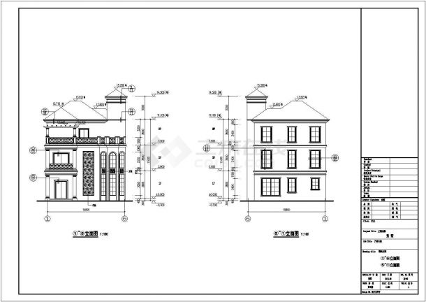 揭阳市三层框架结构别墅建筑设计施工图纸-图一