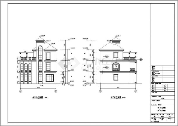 揭阳市三层框架结构别墅建筑设计施工图纸-图二