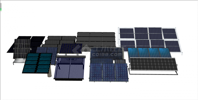 现代各种蓝黑色太阳能su模型-图二